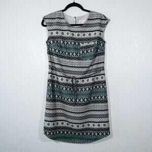 Merona Gray Tribal Aztec Printed Waist Tie‎ Shift Dress Size XS